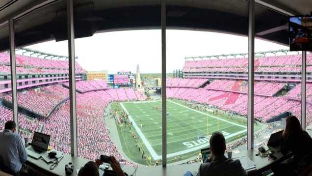 Stunning! Gillette Stadium goes pink in honor of breast cancer awareness