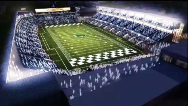 A computer model shows what the proposed Tulane University stadium would look like.