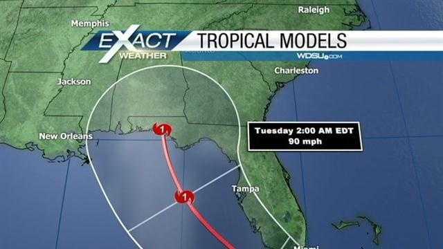 Tropical Storm Isaac continued to move towards the Gulf of Mexico