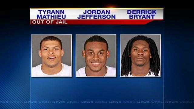 Three of the four former LSU players arrested on Thursday on drug charges were released Friday, authorities in Baton Rouge said.