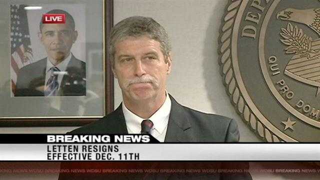 U.S. Attorney Jim Letten announces his resignation in a December news conference.