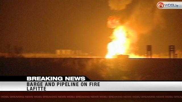 Jefferson Parish leaders say a tugboat caught fire and the blaze spread to a nearby pipeline.