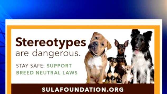 A billboard opposing breed-specific laws is sponsored by the Sula Foundation