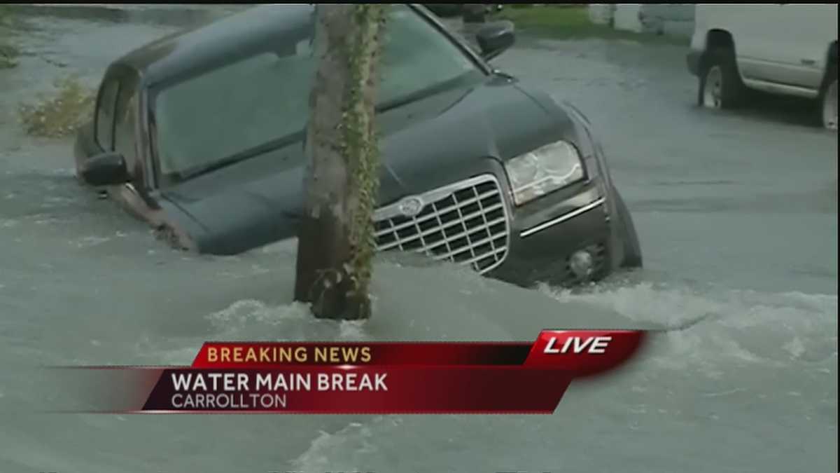 Water main break causing flooding in Carrollton