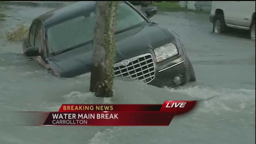 A water main break in the Carrollton neighborhood is causing street flooding Tuesday morning.