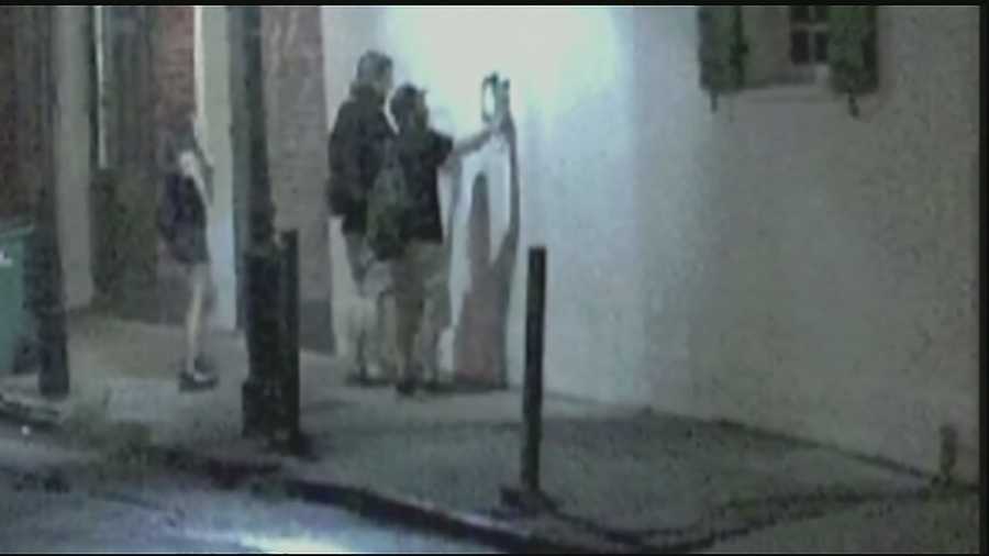 New Orleans police are looking for two people who were seen on video spray painting businesses and homes in the French Quarter.