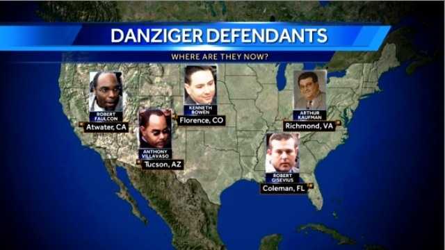 The five officers convicted in connection with the killings and cover-ups on the Danziger Bridge were assigned to different federal prisons spanning the entire country.