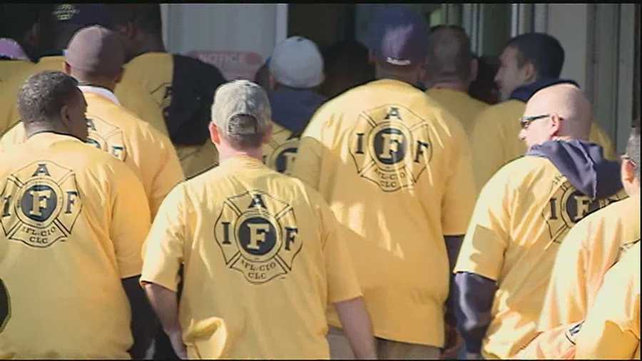 New Orleans firefighters are battling the city's proposed budget at City Hall.