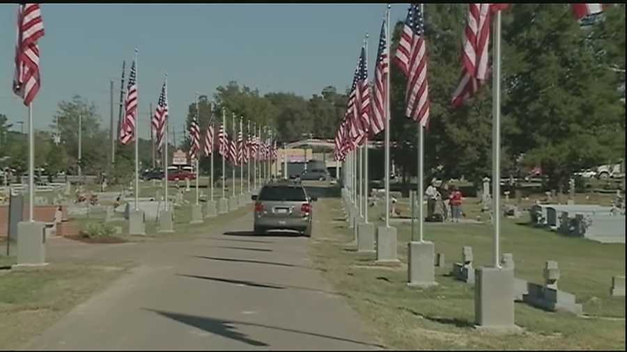 Vets used to have to put the flagpoles up every year on Veterans Day. Now, the flagpoles are permanent.
