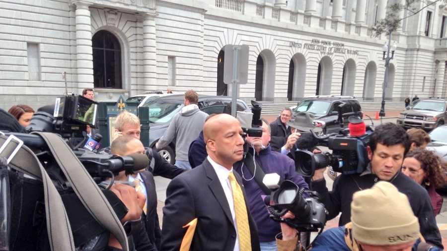 Former Mayor C. Ray Nagin leaves the federal courthouse after being convicted on 20 counts of corruption. (Feb. 12, 2014)