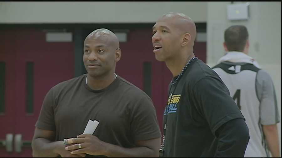 Pelicans General Manager Dell Demps and Head Coach Monty Williams