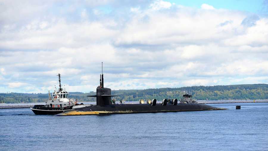 BANGOR, Wash. (April 22, 2014) USS Louisiana (SSBN 743) cycles its missile hatches as the boat's Blue Crew returns home to Naval Base Kitsap-Bangor following a strategic deterrent patrol.