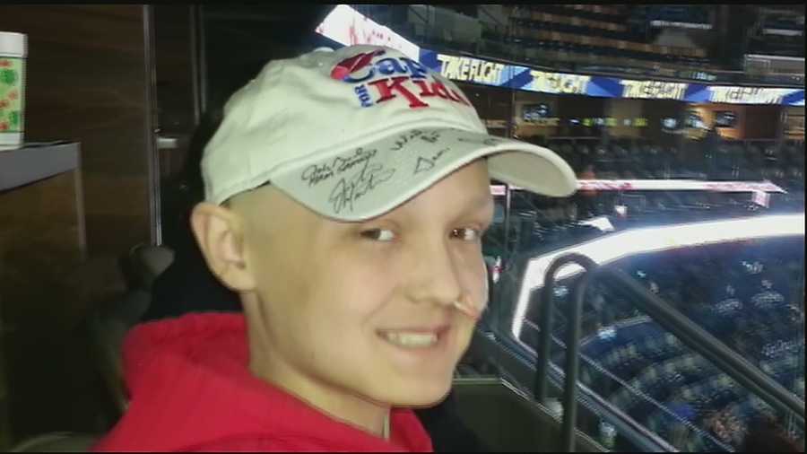The nonprofit Caps for Kids was responsible for contacting the cast and putting the cap on Austin's head, all in the effort to bring him a little joy during a tough time.