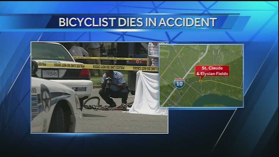 An eighteen wheeler hits and kills a bicyclist at Elysian Fields and St. Claude