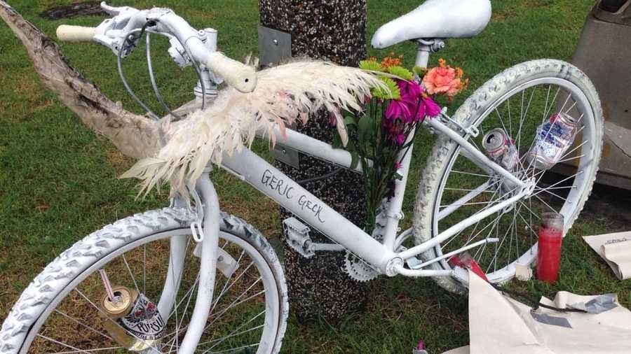 A ghost bike was placed at the scene where a bicyclist was killed in a crash with an 18-wheeler on Thursday.