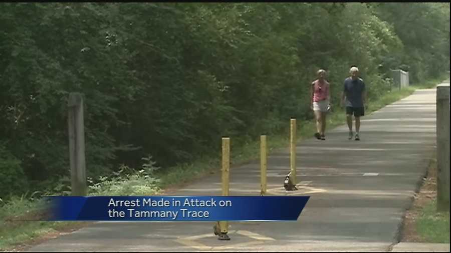 Authorities arrested a man in connection with an attack on the St. Tammany Trace on Wednesday.
