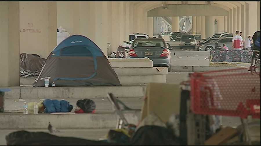 Underneath the expressway, a growing population of tents, mattresses and camps can be easily seen. The letter handed out Monday night informed the homeless squatting there to pack up and move out within 72 hours, citing a public health hazard.