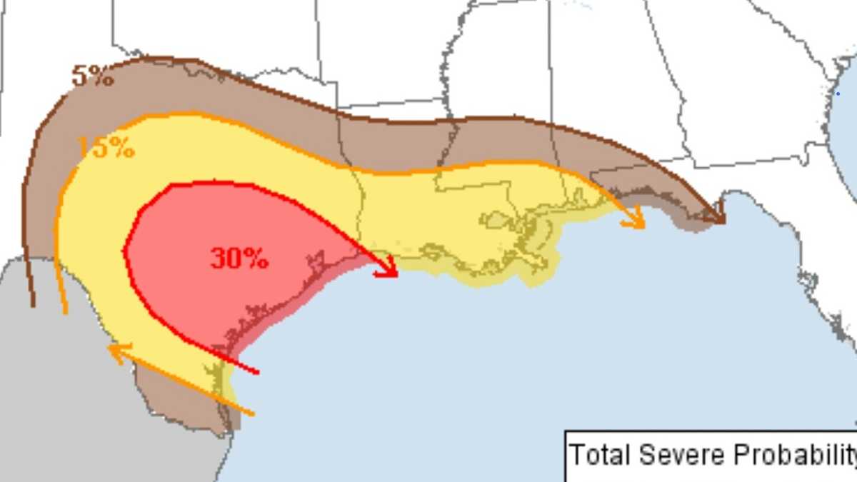 Severe weather possible Saturday night, early Sunday