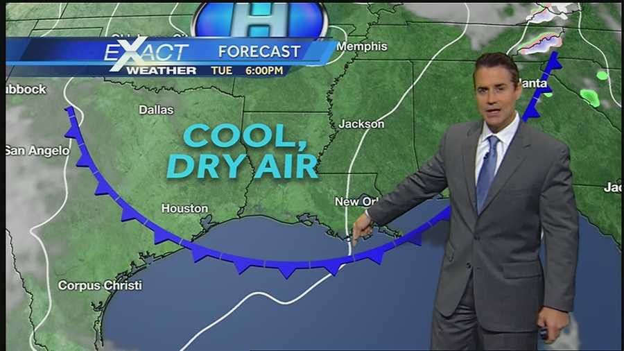 A passing cold front will bring another punch of cool, dry air.