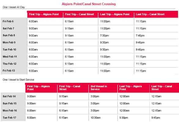 new orleans algiers ferry schedule