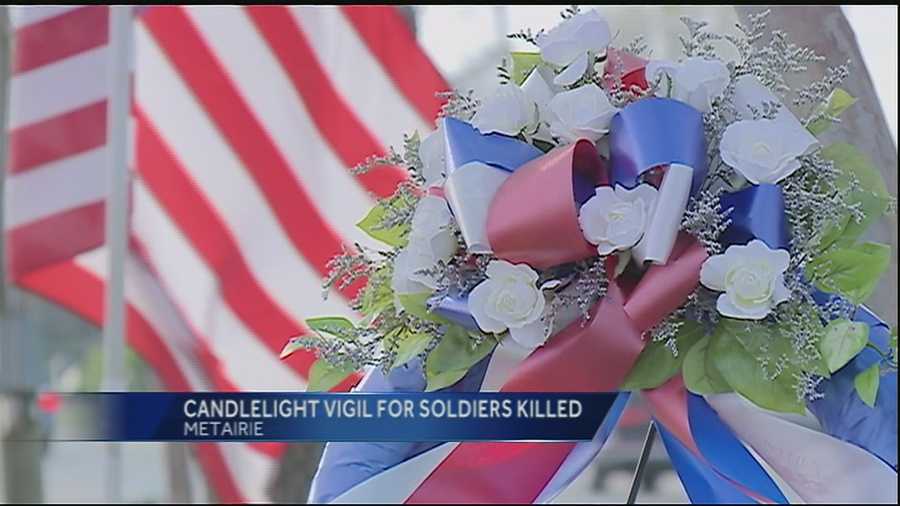 Friends and family gathered at the Veterans Memorial on Veterans Boulevard in Metairie  to remember four Louisiana National Guardsmen killed in a black hawk crash off the Florida coast.