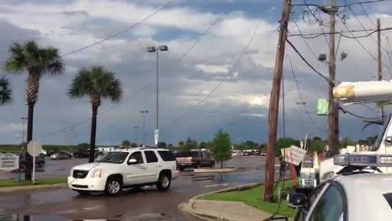 After severe weather pushed through southeast Louisiana, downed power lines were reported in Kenner and police were redirecting traffic.