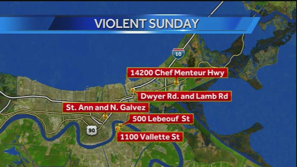 Three people die in five separate shootings Sunday across New Orleans