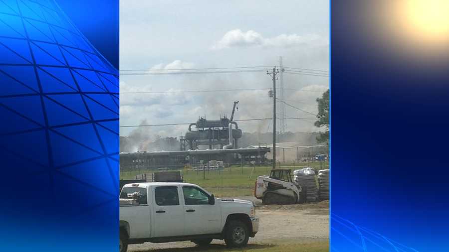 The scene of an explosion at a pipeline facility in Gibson, Louisiana.