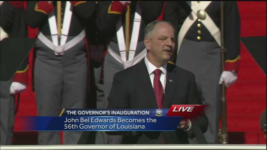 Health care, poverty, education and the state's resiliency were at the center of Gov. John Bel Edwards' inauguration speech Monday in Baton Rouge.