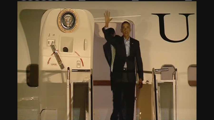 President Barack Obama landed in Baton Rouge on Wednesday night.