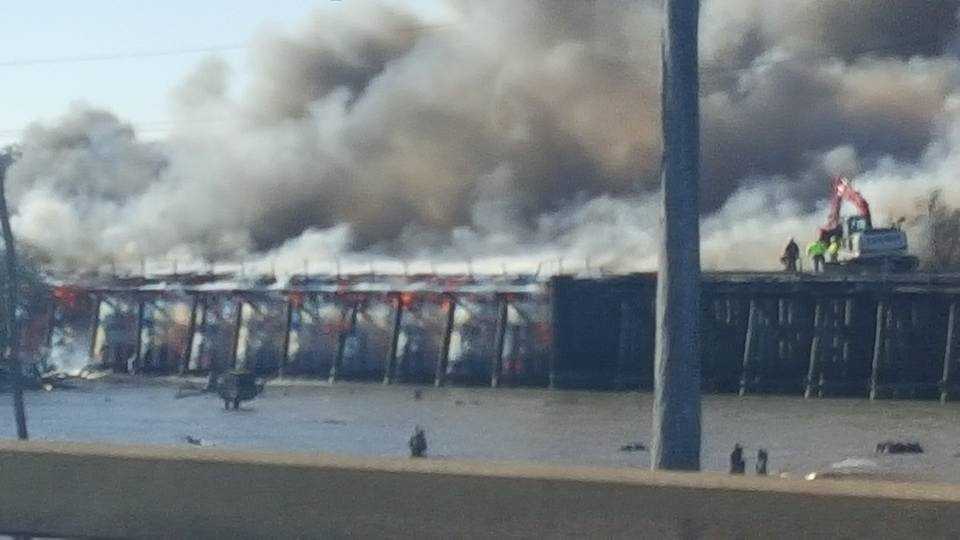 Viewer photos Railroad tracks on fire near Carré Spillway