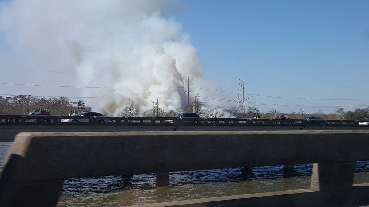 Viewer photos Railroad tracks on fire near Carré Spillway