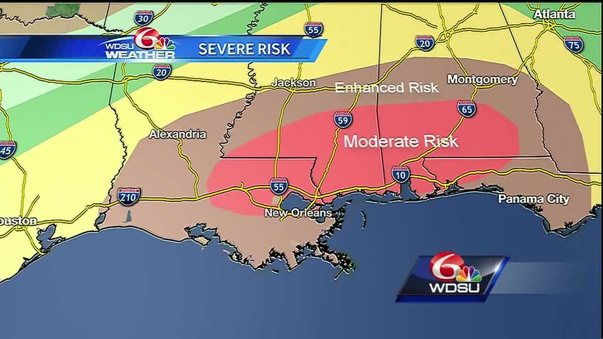 Feb. 23 forecast Enhanced risk of severe weather in Louisiana, Mississippi