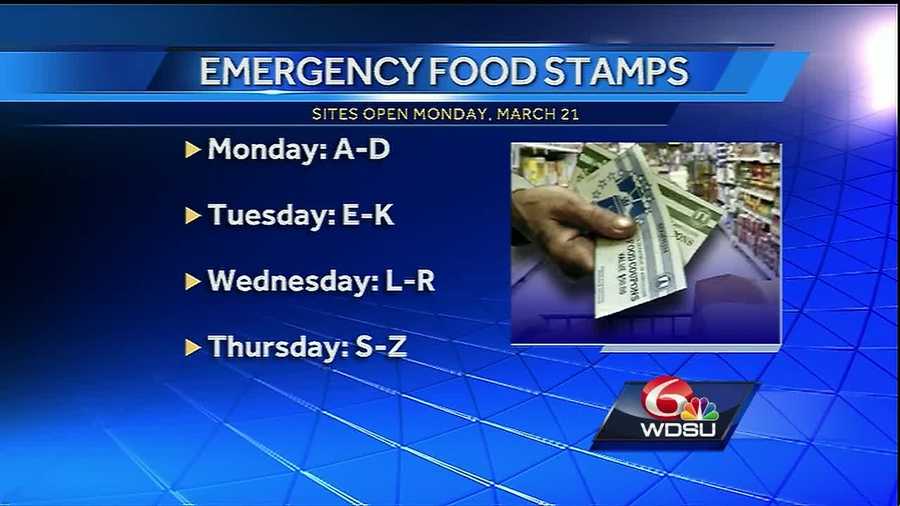 Offices will open Monday in southeast Louisiana to help people apply for emergency food stamps.