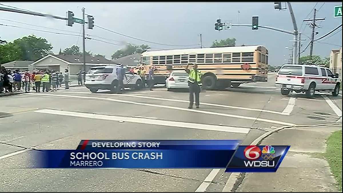 Car crashes into school bus in Marrero, students taken to hospital