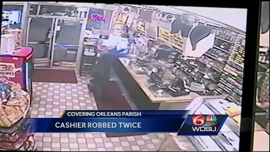 Surveillance video of the two robberies at the Brother's in the Lower Ninth Ward shows a man with a gun come into the store and demanded money from the employee.