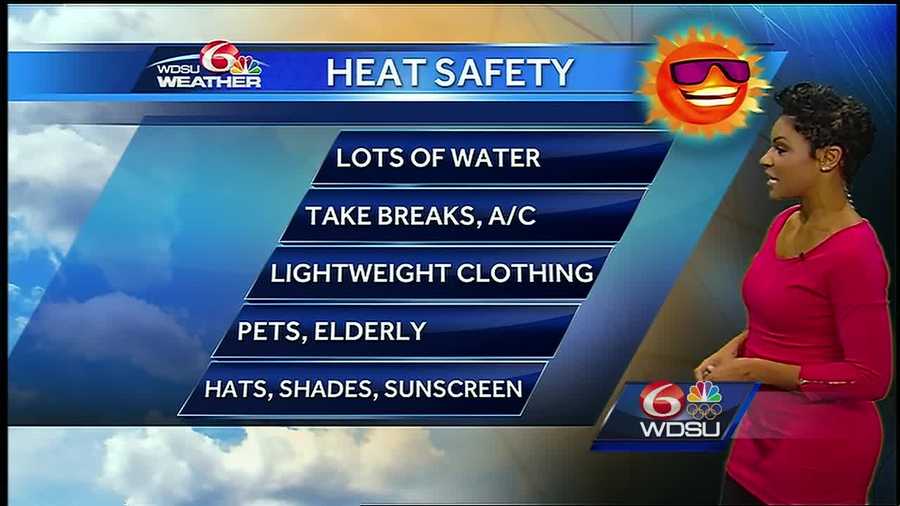 The combination of heat and humidity will result in heat index values of 105 to 110. A Heat Advisory is effective for most of the WDSU viewing area from 10am until 7pm. Take precautions and drink lots of water.