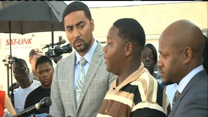 Cameron Sterling, the son of Alton Sterling, who was killed during a struggle with two Baton Rouge police officers, spoke to the media for the first time on Wednesday.
