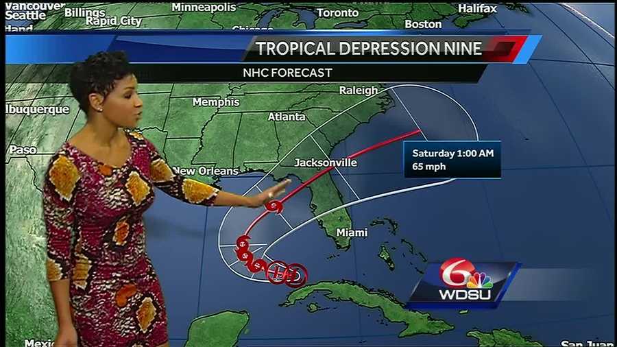Scattered storms will start the week, but drier conditions will take over starting Tuesday and into the start of the Labor Day weekend. The official forecast track for Tropical Depression turns the system northeast across Florida Thursday. Seas and tides will be elevated through Wednesday for east-facing shores in the WDSU viewing area.