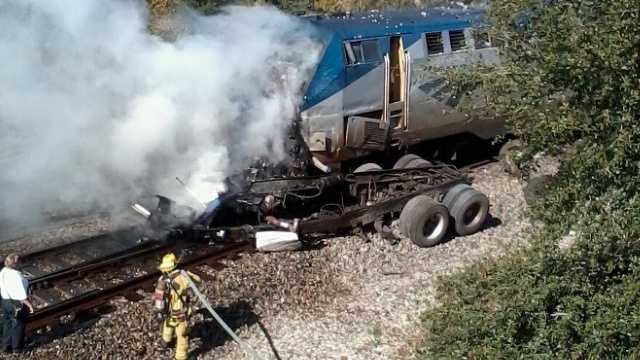 Fire and rescue crews were called to a serious crash involving an Amtrak train and a vehicle about 11 a.m. Thursday.