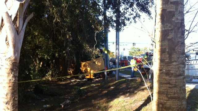 Images: School bus careens into power pole