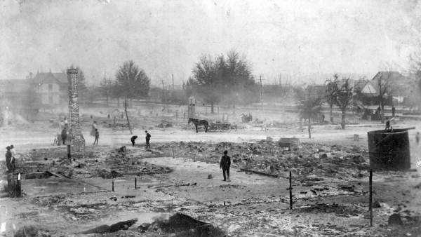 1918: Destruction of the city after a tornado in Jan. 1918.