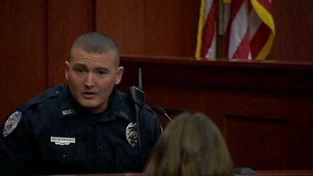 A Sanford police officer told a jury Tuesday about the night he was shot during the first day of an attempted murder trial.