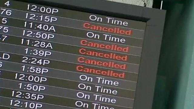 Many travelers will remain on the ground Friday as several flights to the northeast have been called off.