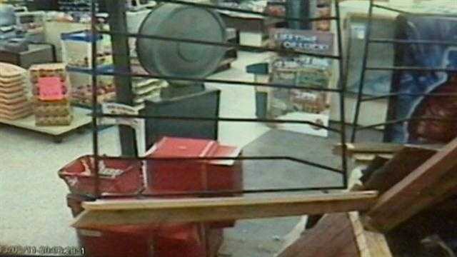 A store manager narrowly missed getting hurt after a car went crashing into a Sanford store.
