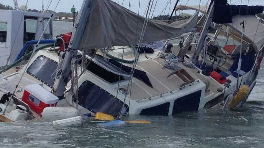A 42-foot sailboat went down in the Intracoastal Waterway between Ponce Inlet and New Smyrna Beach Friday.