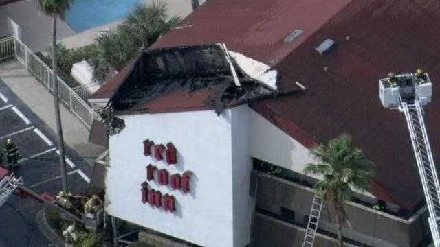 Flames broke out Monday morning at the Red Roof Inn on Kings Heath Road in Osceola County.