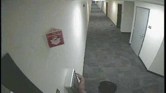 New video has been released from the University of Central Florida showing an alleged attack plotter pulling the fire alarm.
