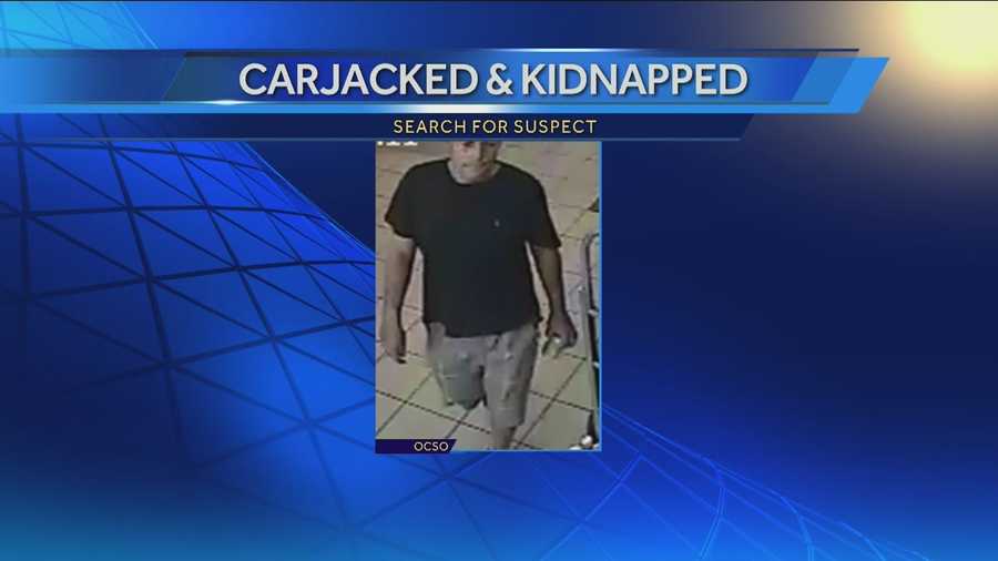 The search is on for a man who stole a woman's car and then drove her around against her will.