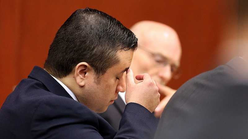 George Zimmerman listens to questioning of jurors in Seminole circuit court on the 2nd day of his trial, in Sanford, Fla., Tuesday, June 11, 2013. Zimmerman is accused in the fatal shooting of Trayvon Martin. (Joe Burbank/Orlando Sentinel)
